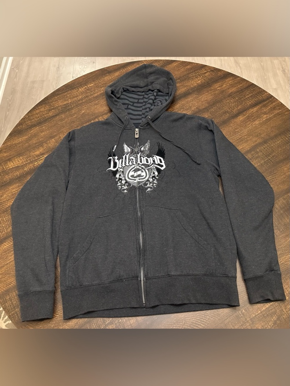 VTG Billabong Embroidered Men’s Thermal Lined Zip Up Hoodie-Size XL